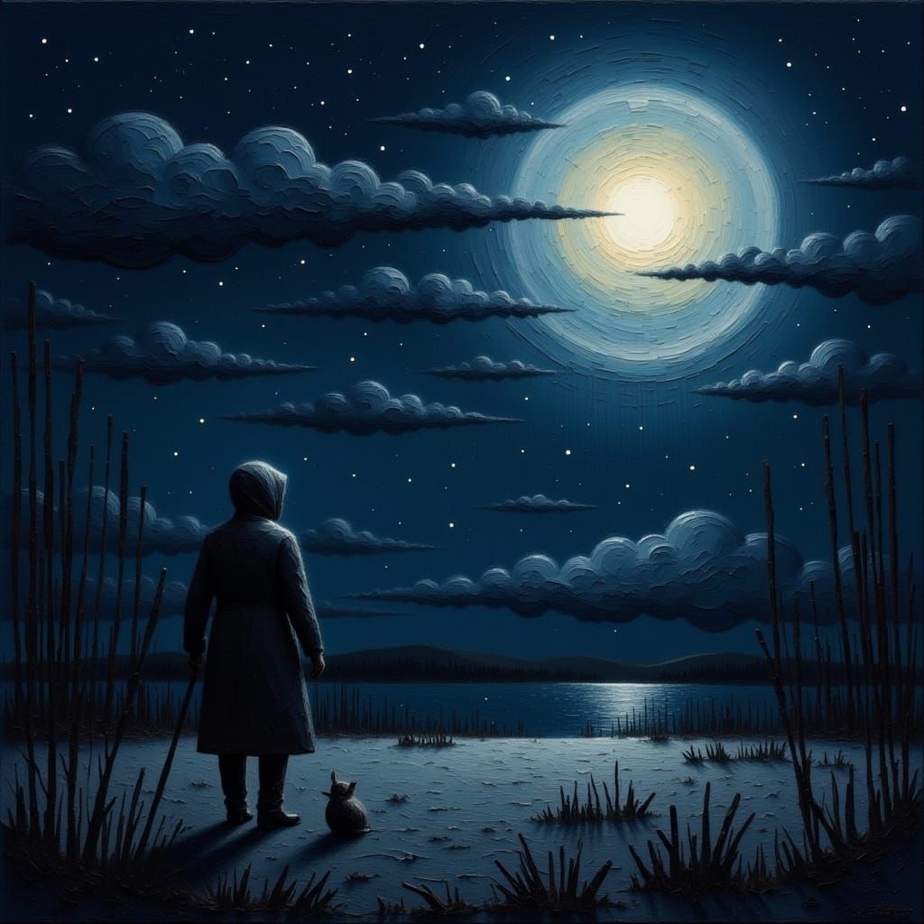 Stormy Night Sky with Moonlit Texture