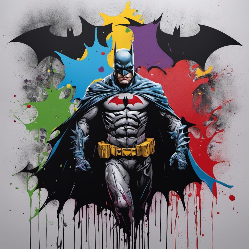 Batman, Joker, and Robin in Graffiti Art