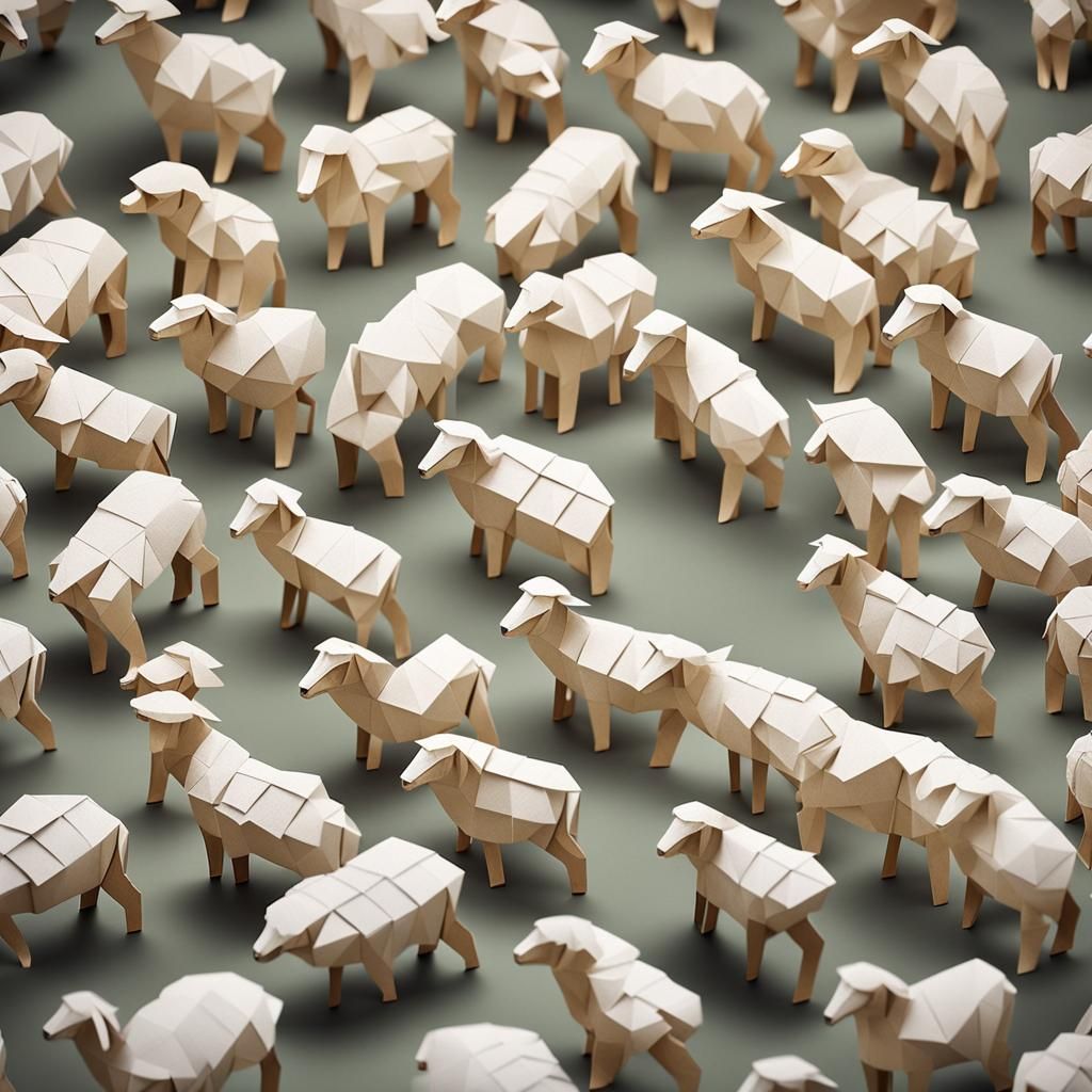 Origami Sheep Papercraft in 8K Resolution