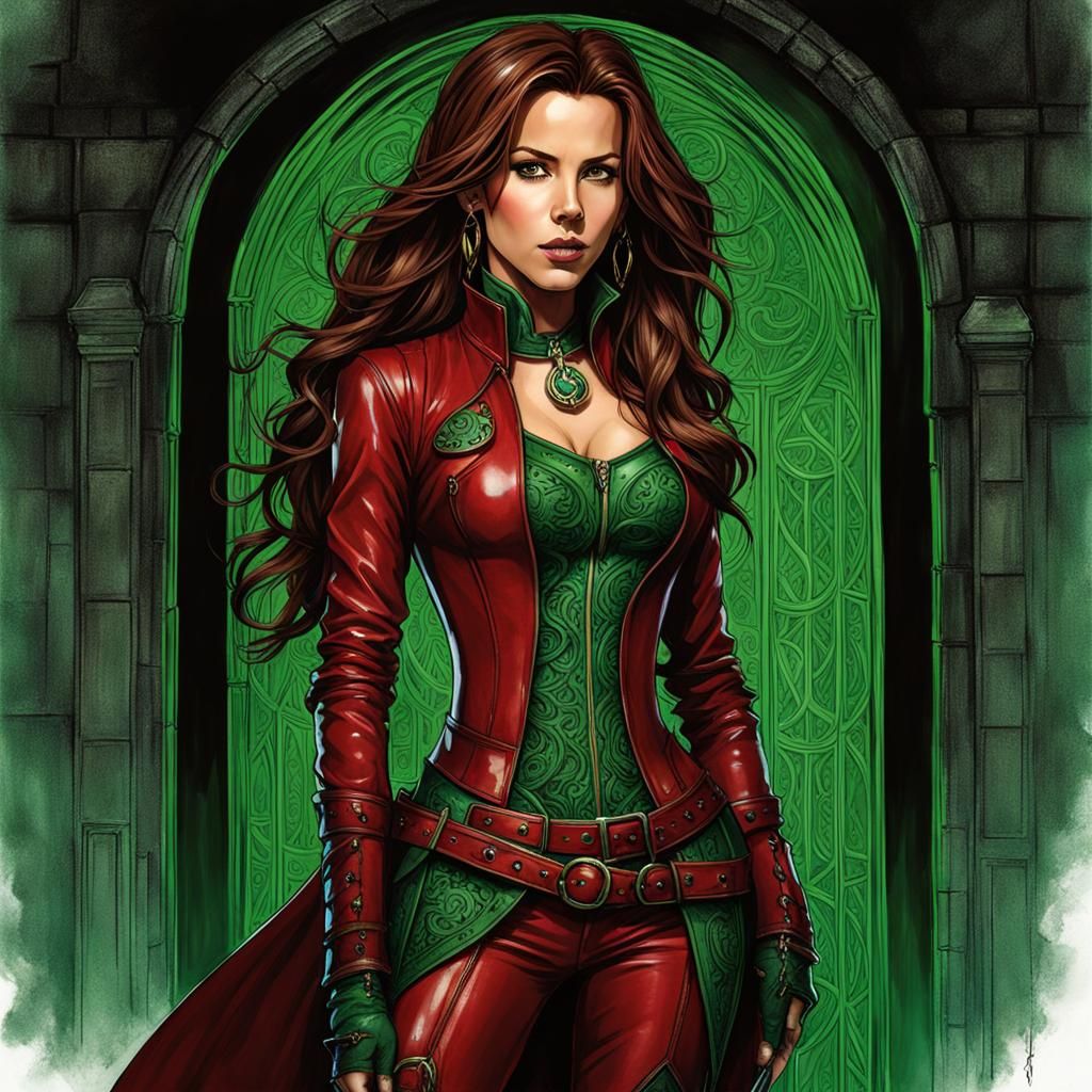 Warlock Summons Arcane Portal in Pen and Ink Style