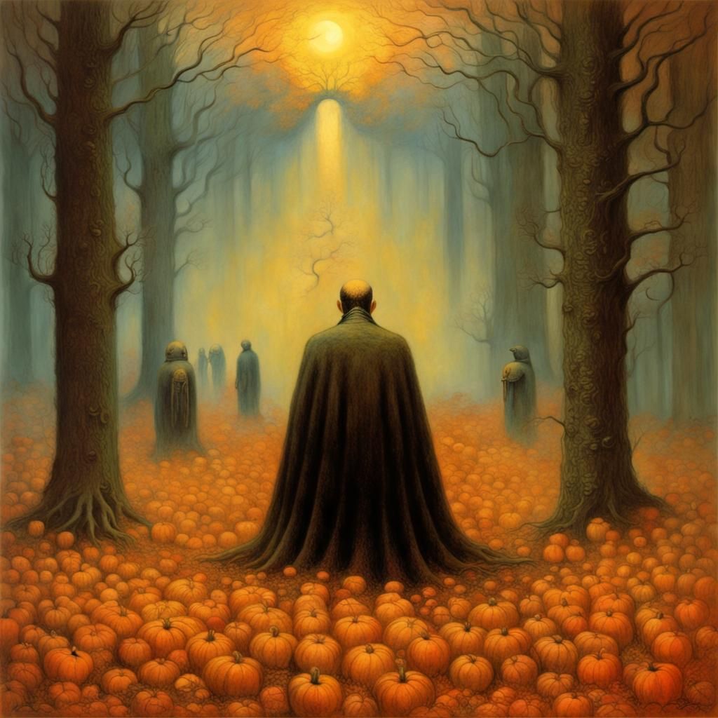 Dystopian Thanksgiving Feast in Dark Surrealism