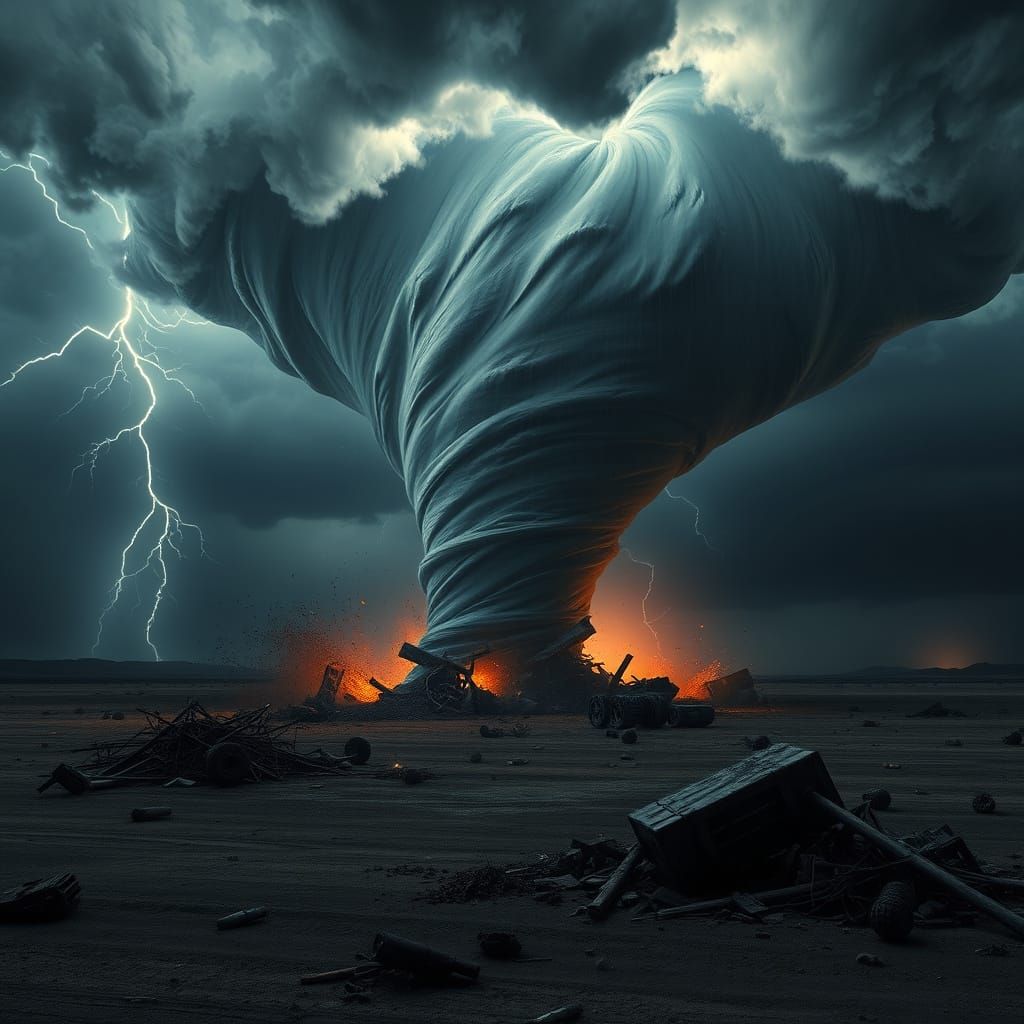 Hyper-Realistic Tornado Wrecks Desolate Landscape