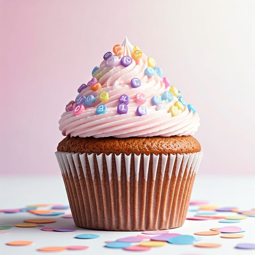 Cupcake Topped with Rhyming Word Sprinkles