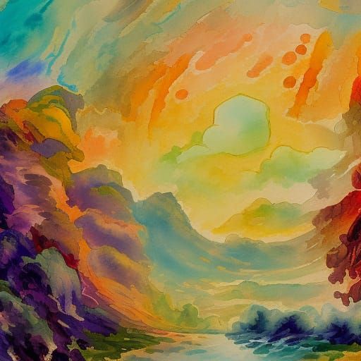 Heavenly Gouache Painting in Impressionist Style