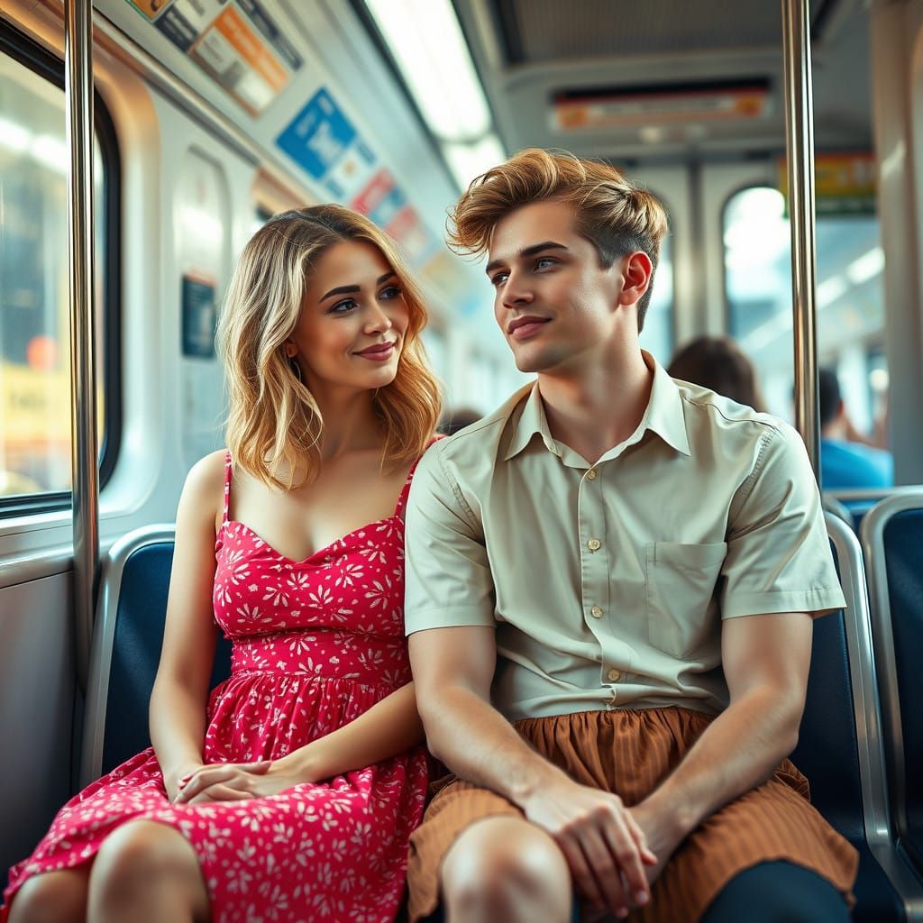 Couple in Metro Car, Crossdressing Style