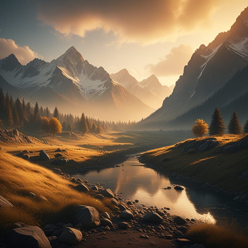 Tatra Mountains at Dawn: Hyper-Realistic Digital Painting