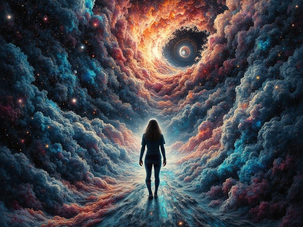 Icy Cyberpunk Landscape with Glitch Art Elements