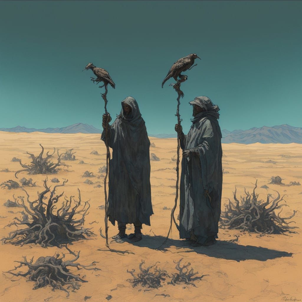 Witch in Death Valley Under Hot Midday Sun with Snake and Ca...