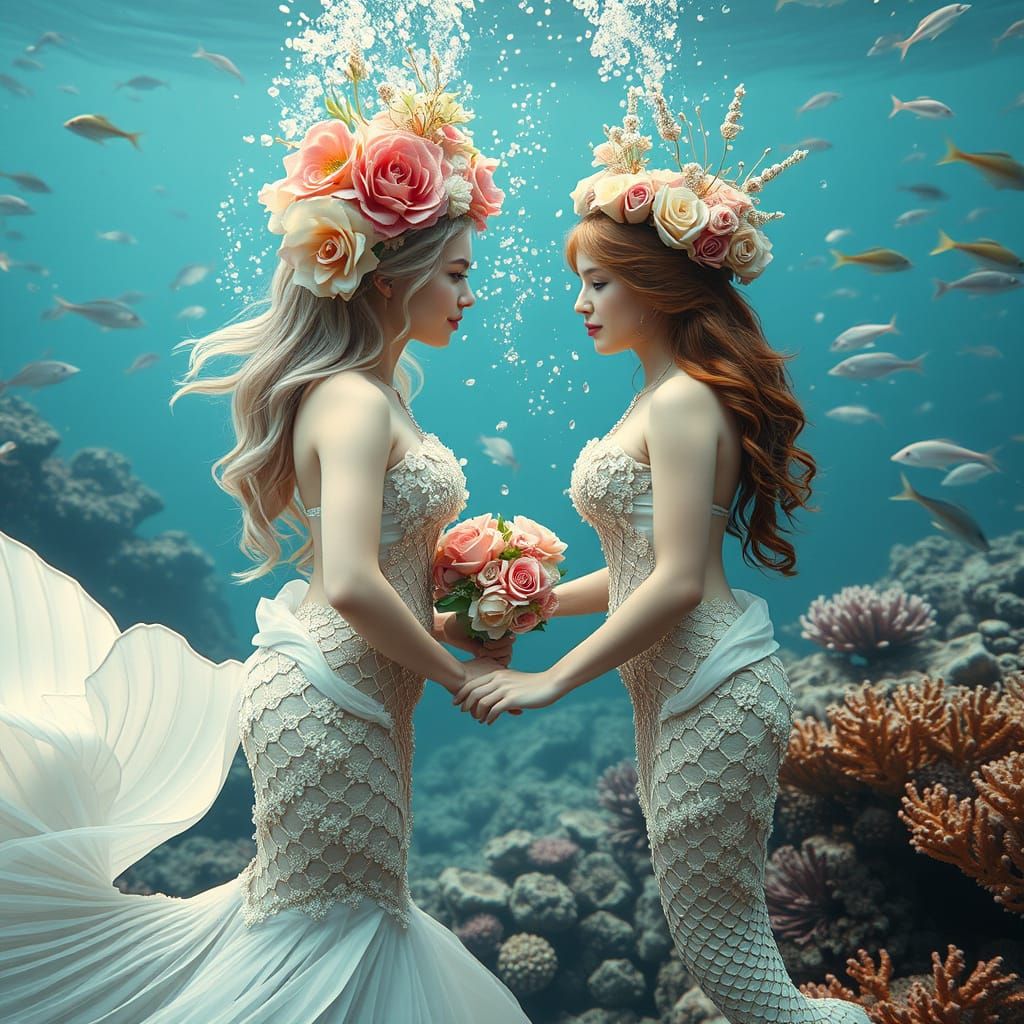 Underwater Mermaid Wedding in High-Definition Photography