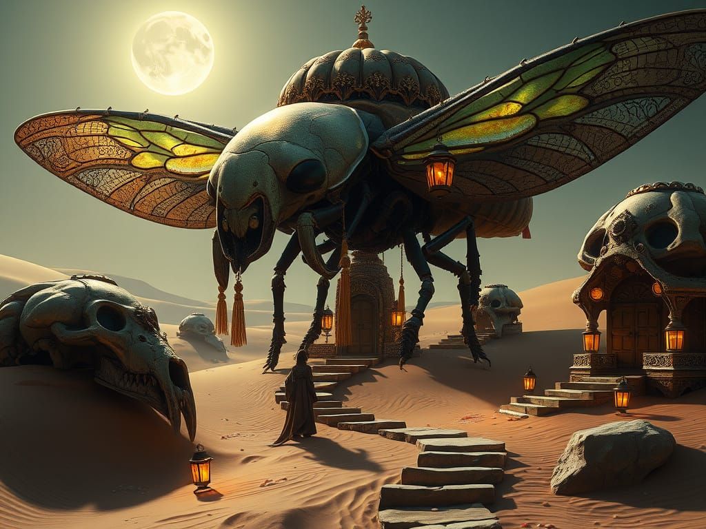 Majestic Beetle Oasis in a Desert Landscape