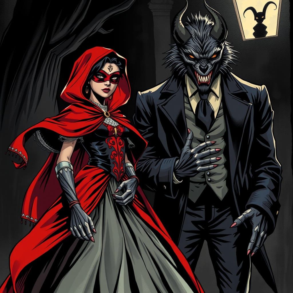 Little Red Riding Hood at a Gothic Masquerade