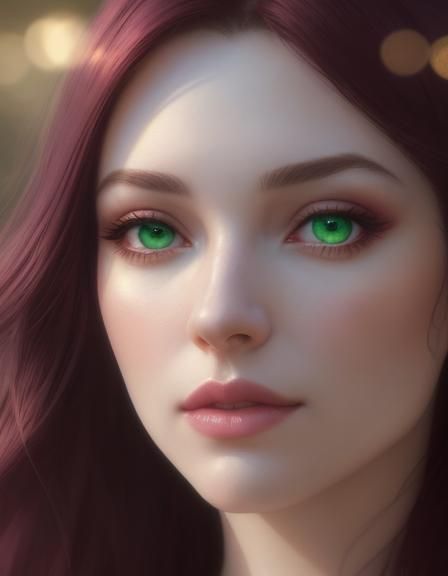 Ethereal beauty with long Burgundy red hair 6