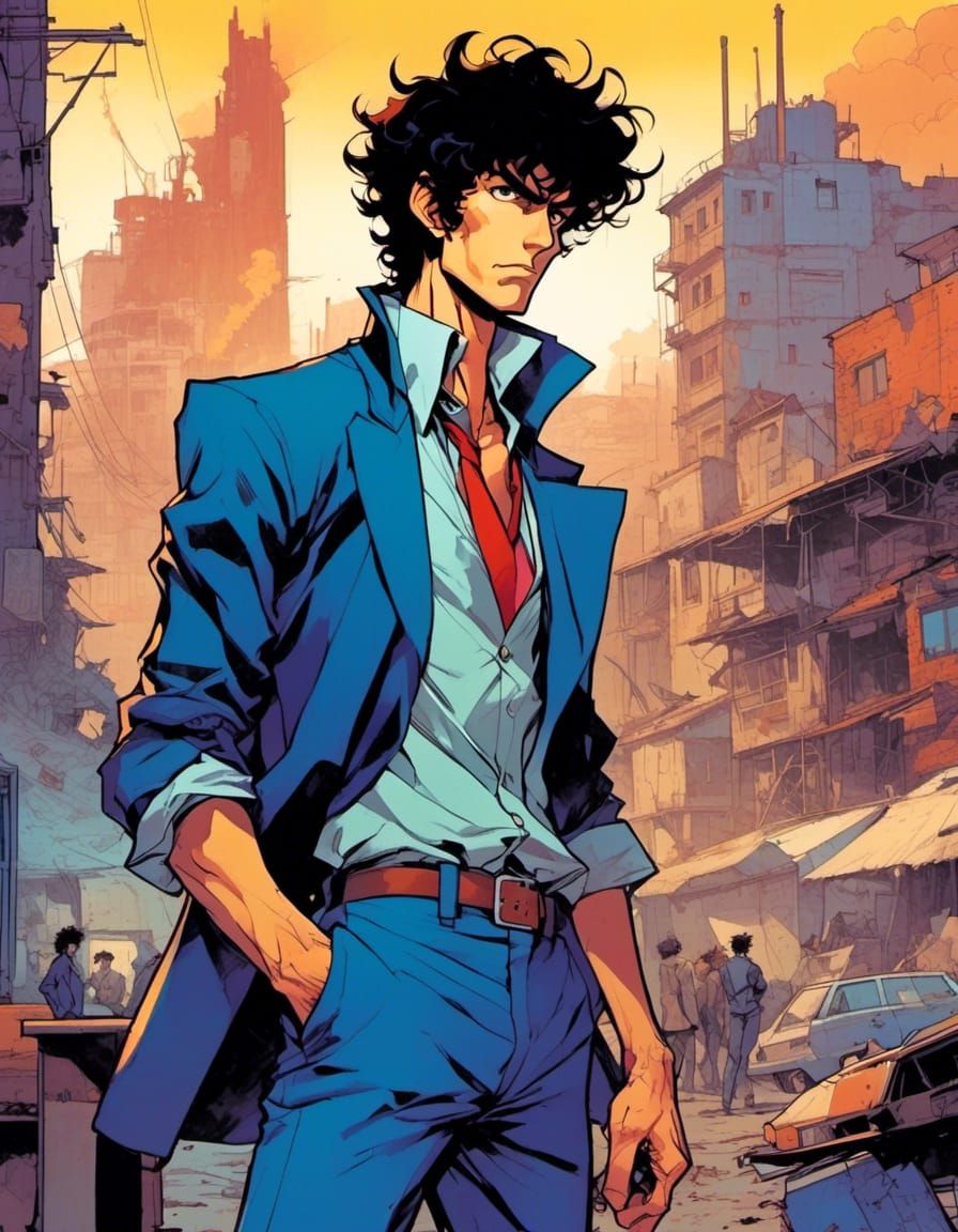 Spike Spiegel in Comic Book Style