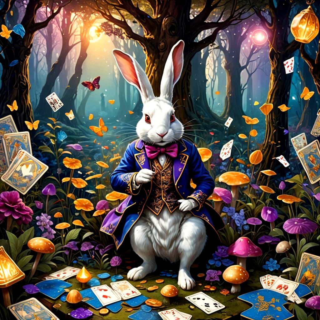Wonderland Style Fantasy Tarot Card Art