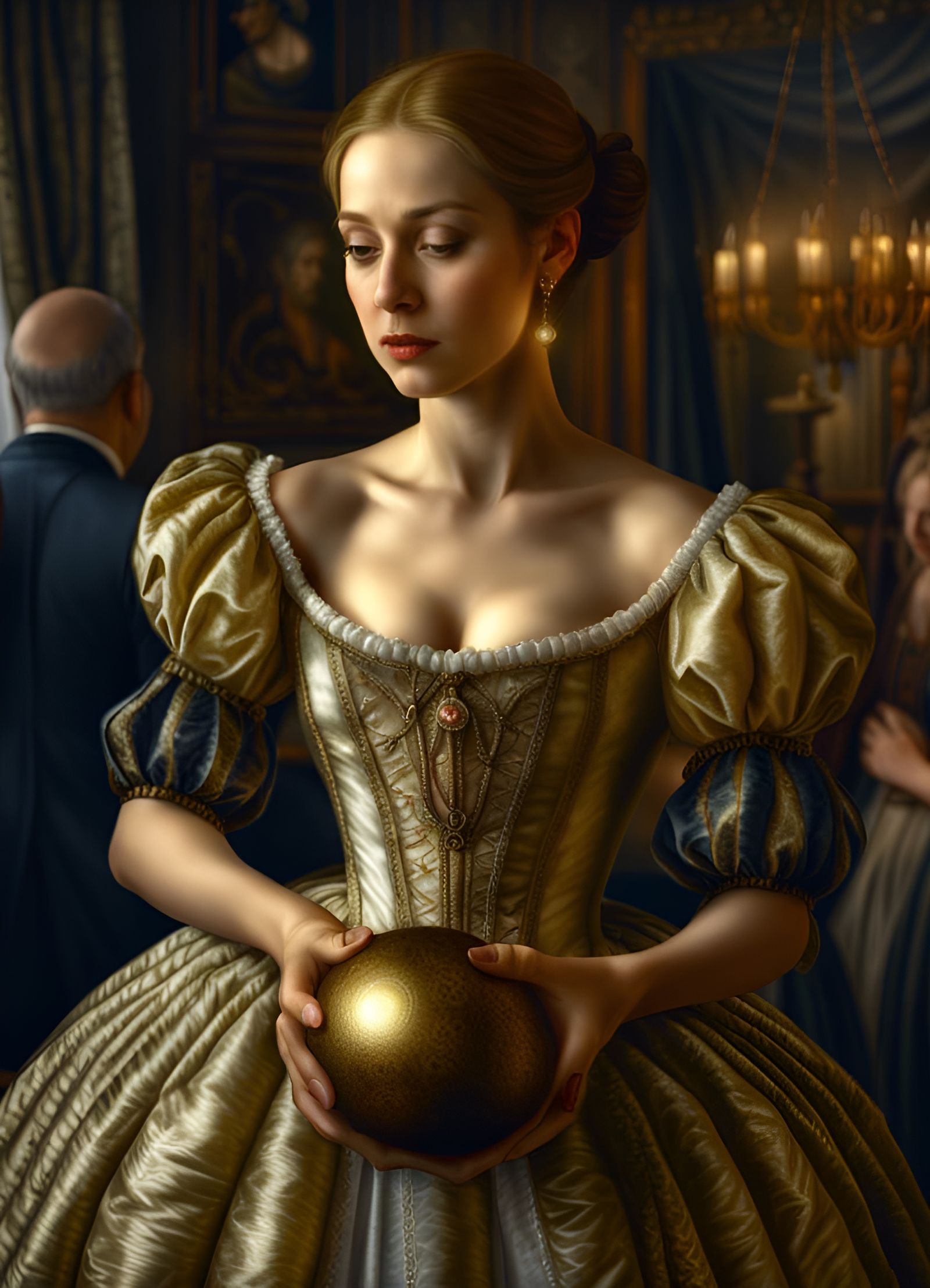 Renaissance Woman in Ball Gown: Photorealistic Portrait