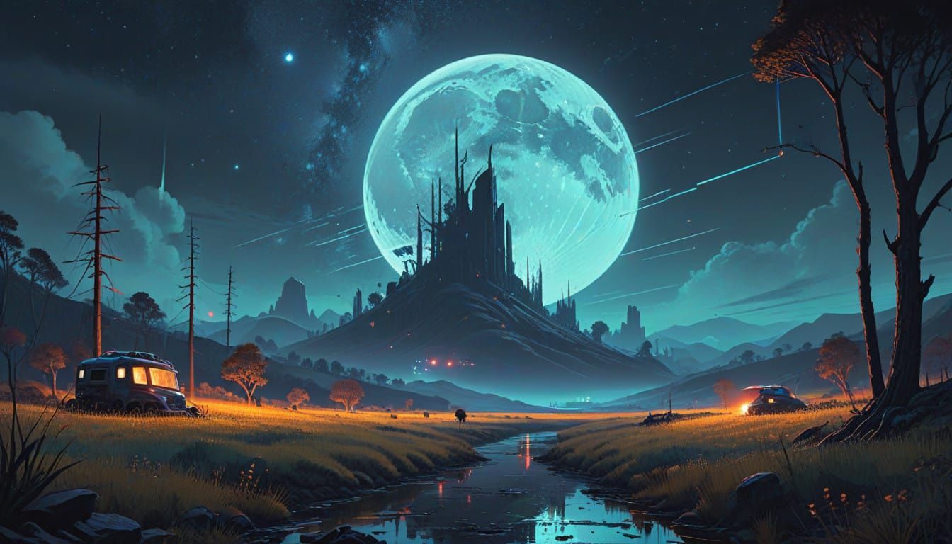 Ethereal Futuristic Nocturne Landscape