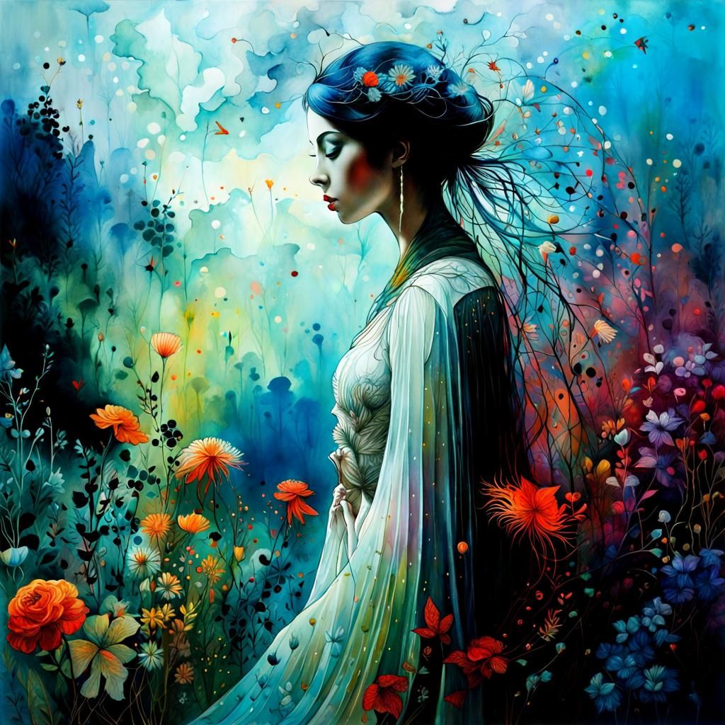 Ethereal Double Exposure Collage of Girl and Nature