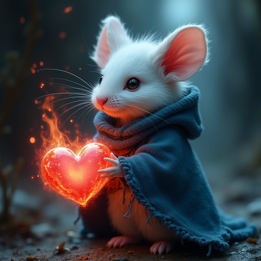 Cute Furry Mouse Merchant With Magical Heart in Cavern