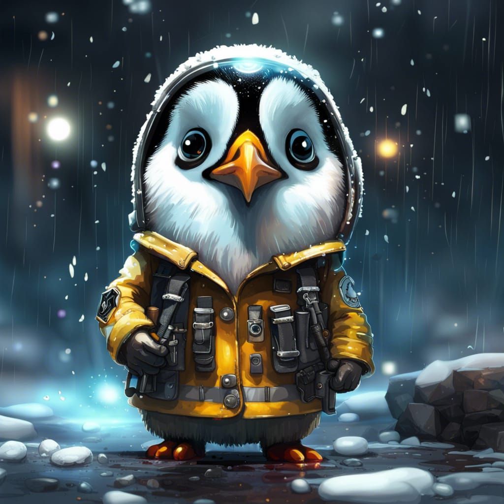 Penguin Firefighter in Detailed 3D Rendering