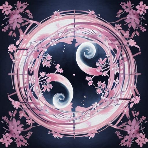 Midnight Sakura Gate in Watercolor Style