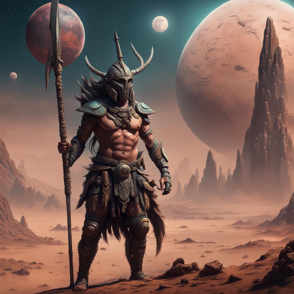 Ancient Warrior on Alien Planet: Matte Painting