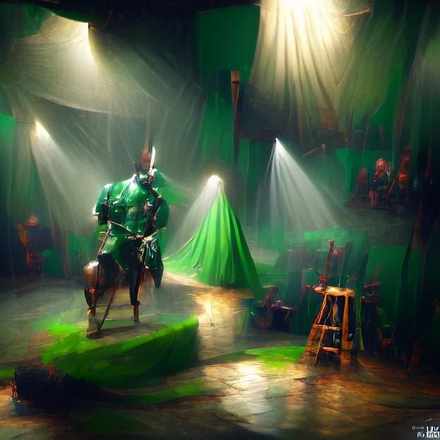 The Green Knight in Misty Forest