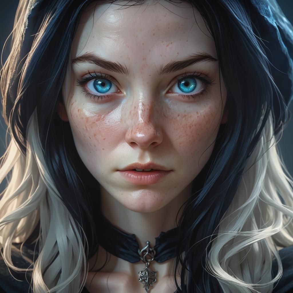 Confident Female Witch Portrait in Dark Fantasy Style