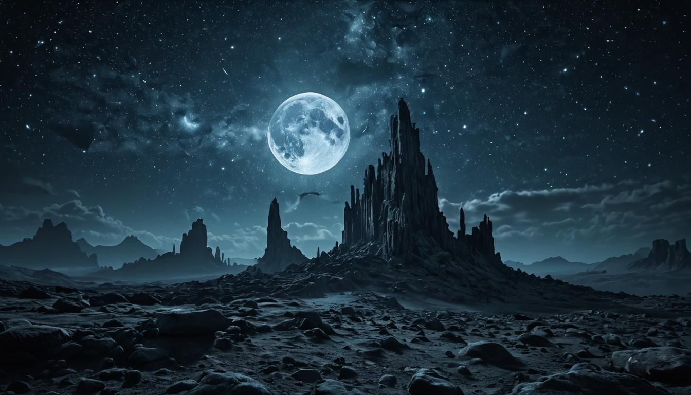 Dramatic Moonscape in Astral Style