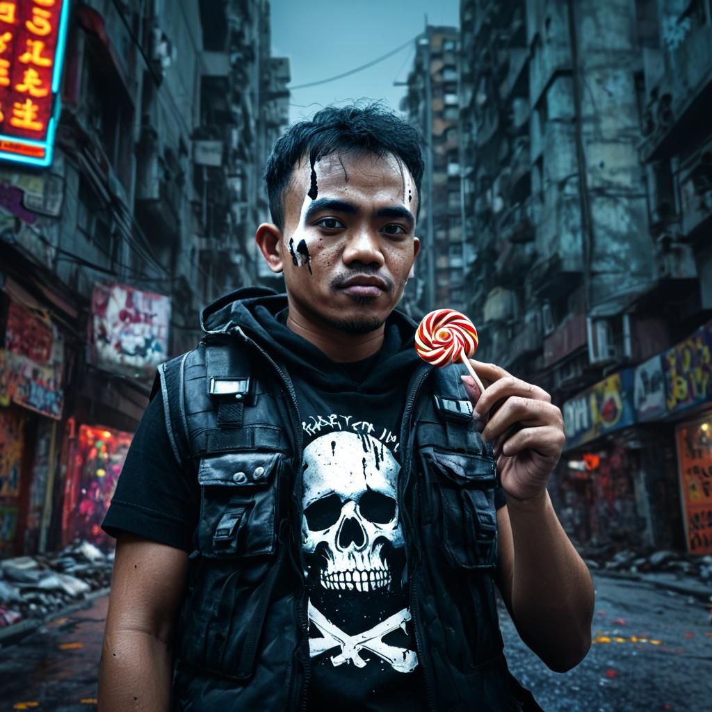 Mercenary with Lollipop: A Gritty Digital Masterpiece