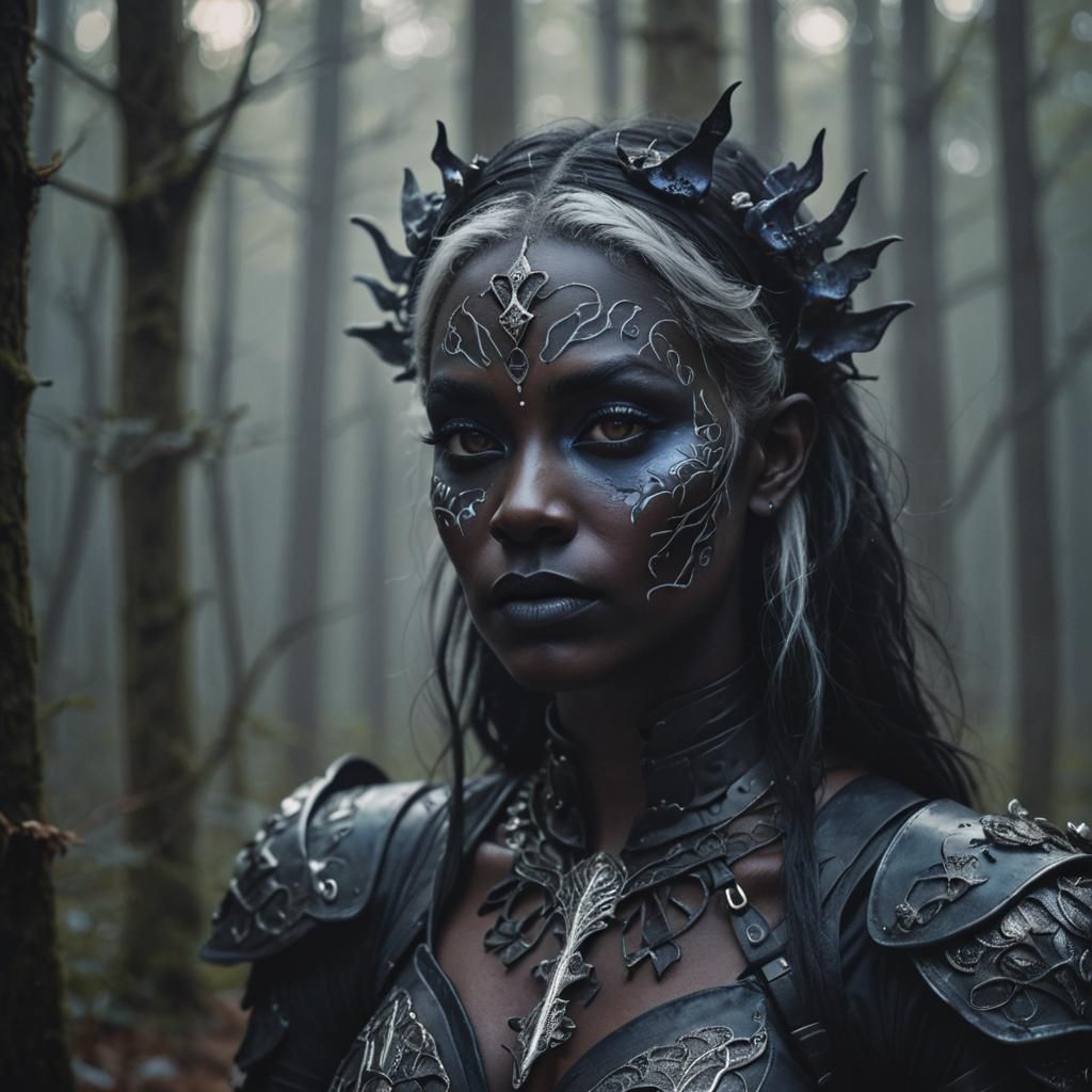 Drow Female Portrait in Dark Fantasy Style