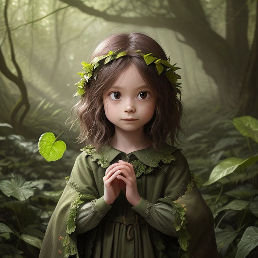 Magical Forest Child Wearing Natural Elements