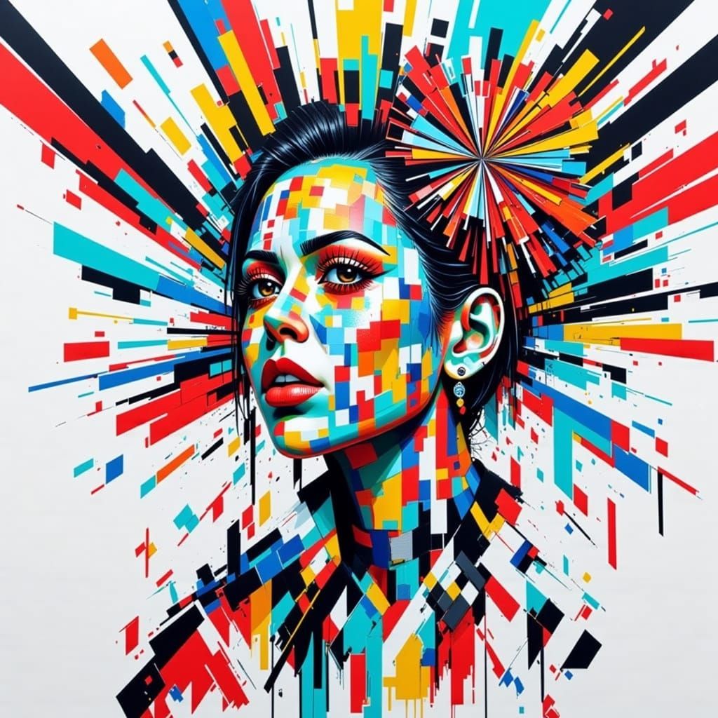 Abstract Glitch Art with Digital Distortion