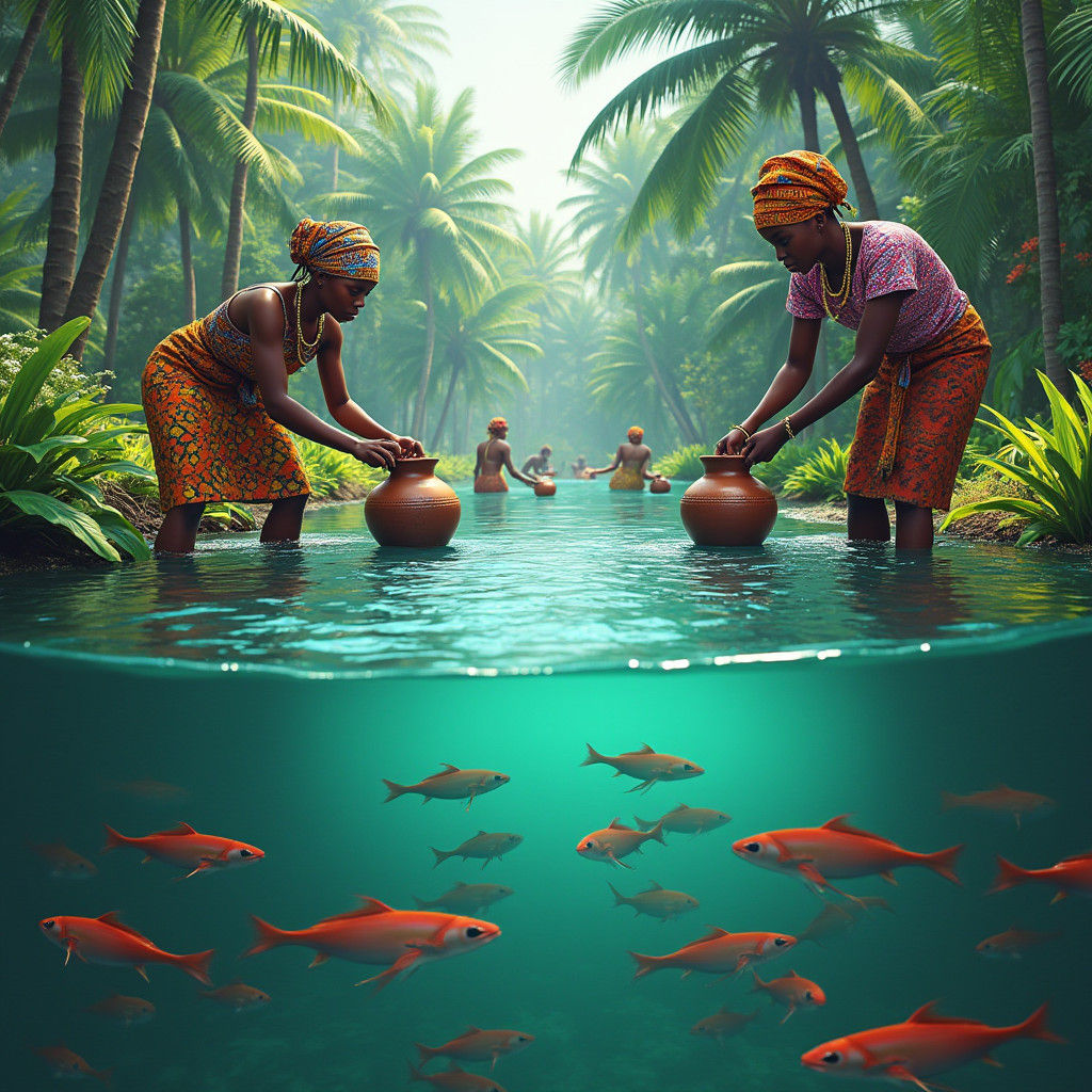 Nigerian River Scene Inspired by Fantasy Art