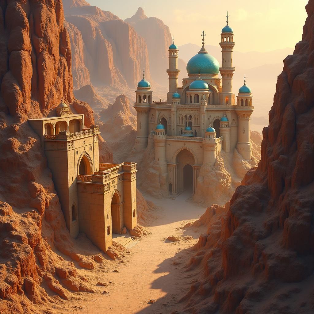 Fantasy Middle Eastern City in Arid Mountains