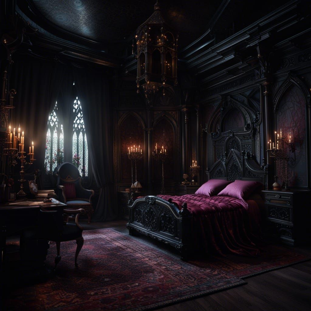 Dramatic Gothic Bedroom Digital Matte Painting