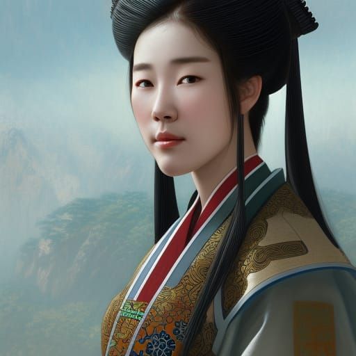 Gojoseon Woman Portrait in Hyperdetailed Style