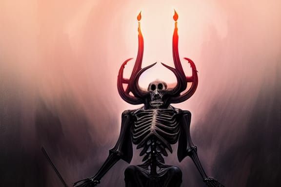 Sinister Undead Demon with Burning Horns