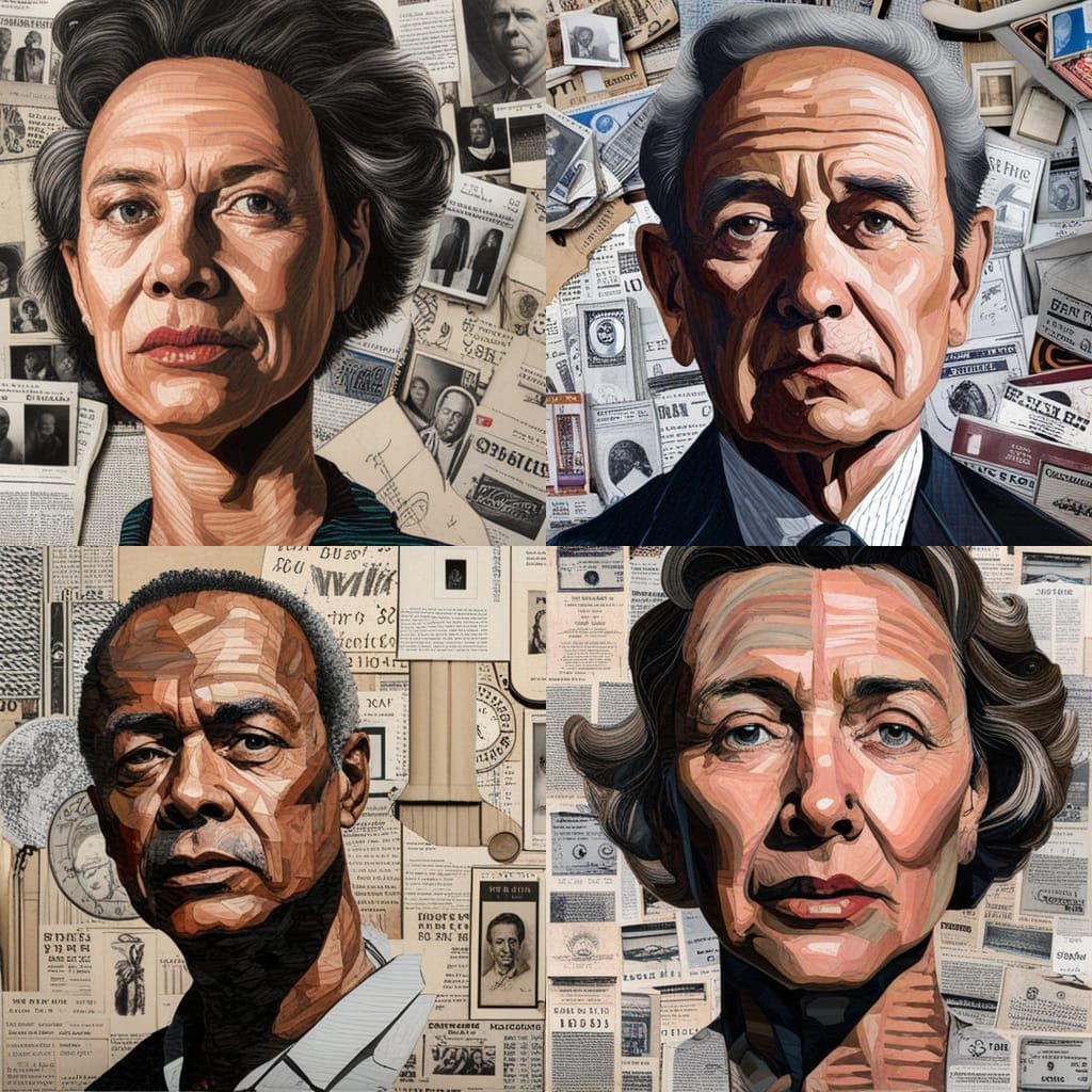 Hyperrealistic Collage Portrait Using Newspaper Cuttings