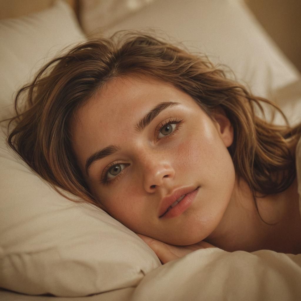 Beautiful Woman in Bed: Cinematic Film Still