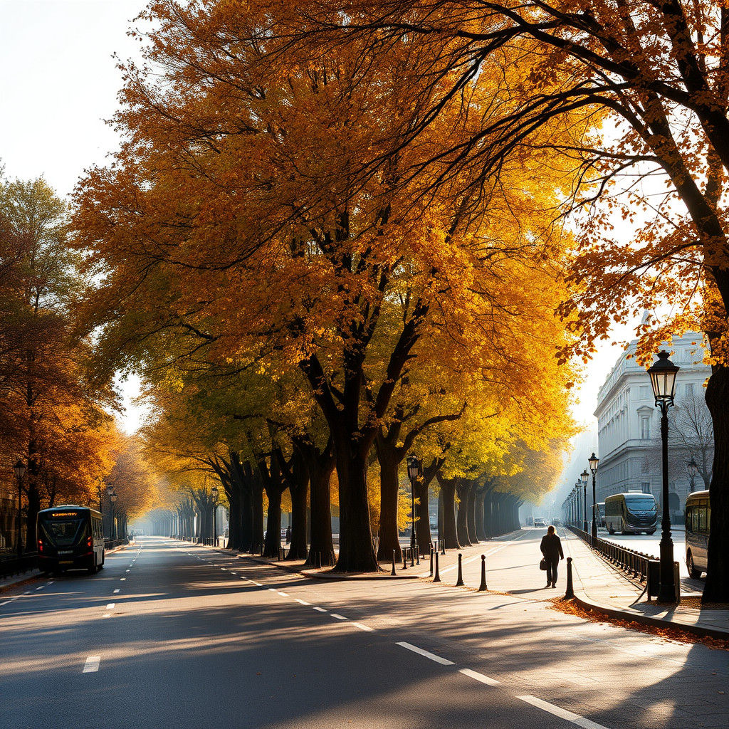Autumn in London: Impressionistic Boulevard Scene