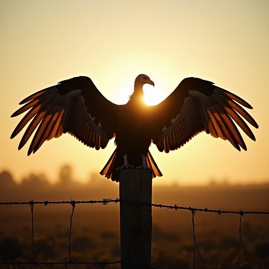 Turkey Vulture Wings Spread in Sunlight