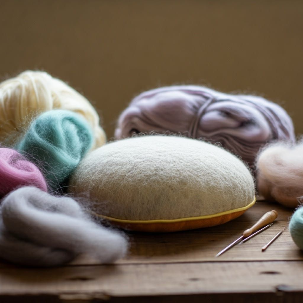 Pastel Wool Fibers and Felting: A Cozy Scene