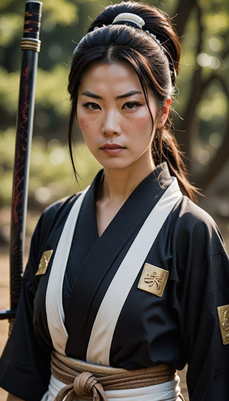 Sengoku Era Female Samurai in Realistic Portrait