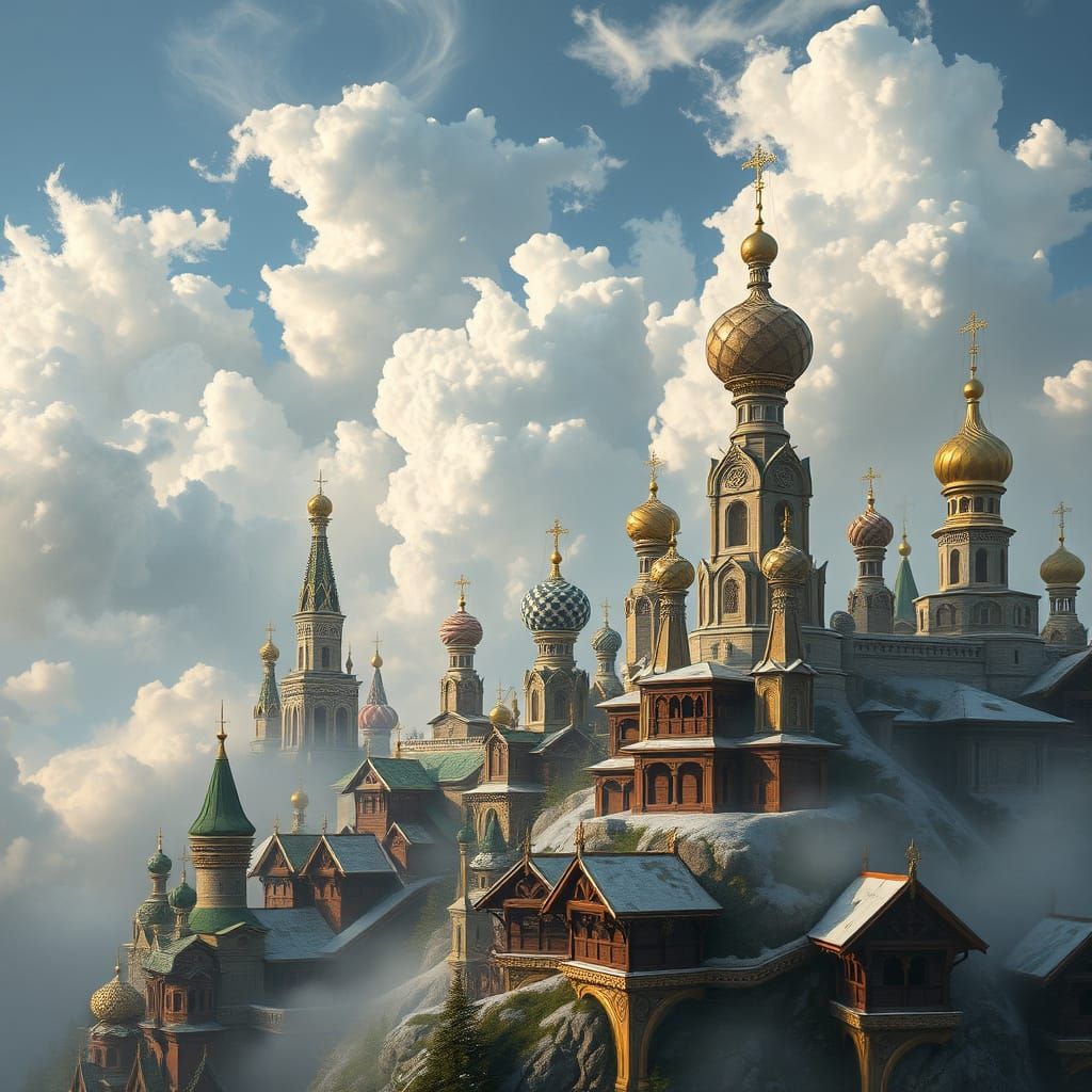 Dreamlike Russian Cityscape in Impasto Surrealism