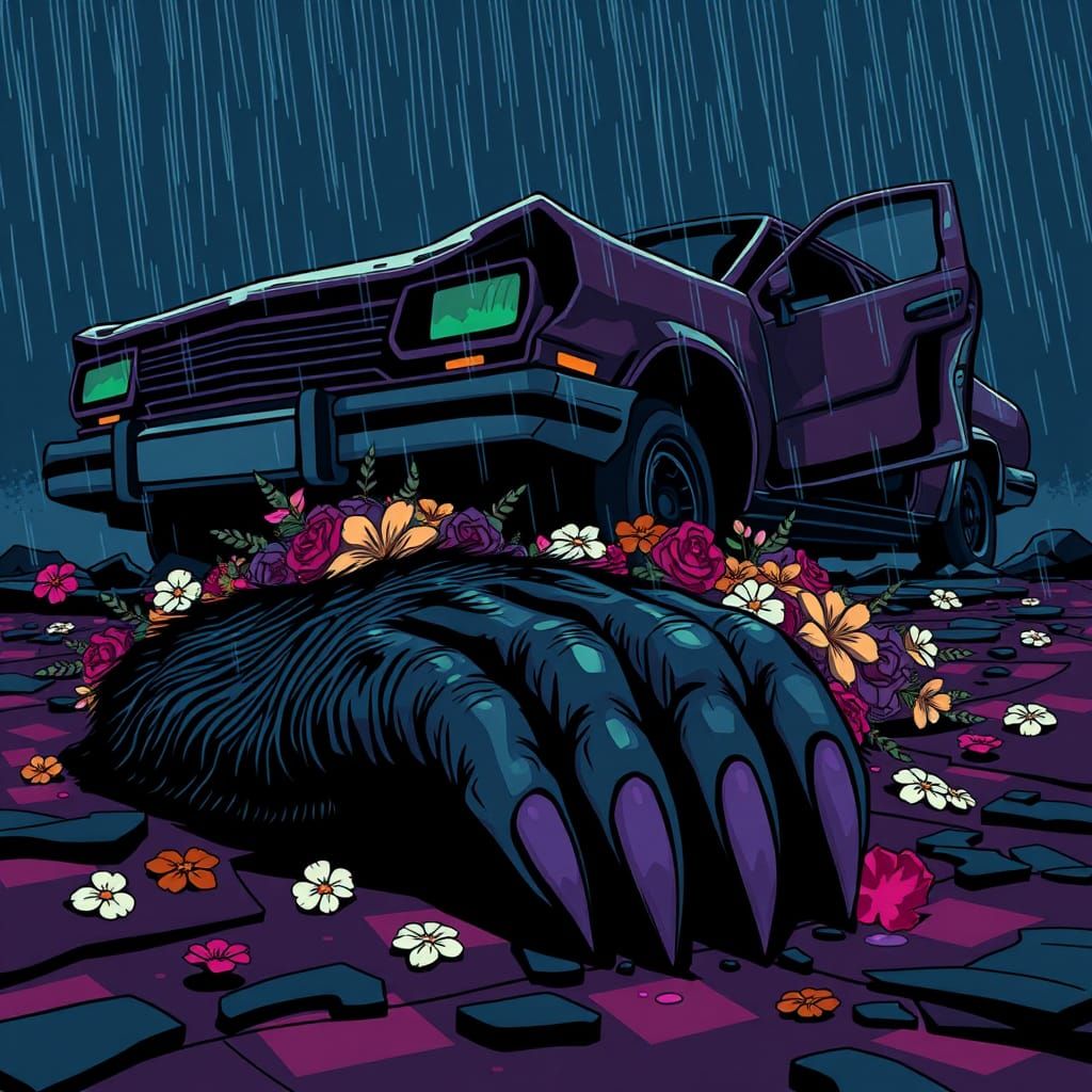 Cursed Monkey Paw Scene in Stylized Vector Art