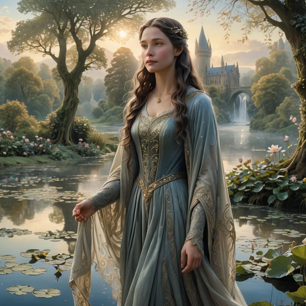 Ethereal Woman by Lake, Surreal Fine Art