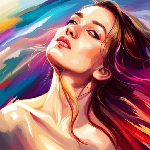 Hyperrealistic Face Expressing Music in Splash Art