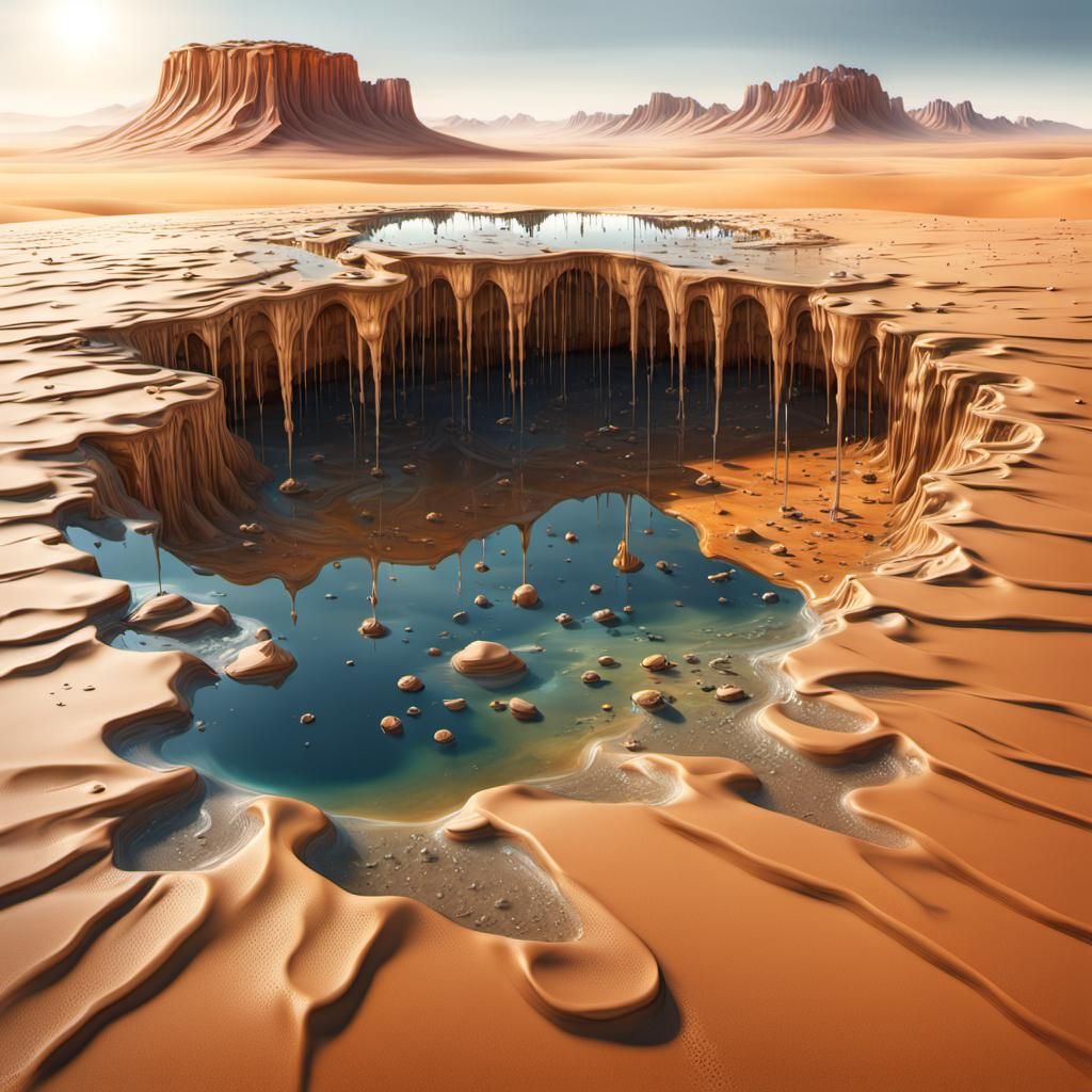 Surreal Liquid Glass Desert Universe