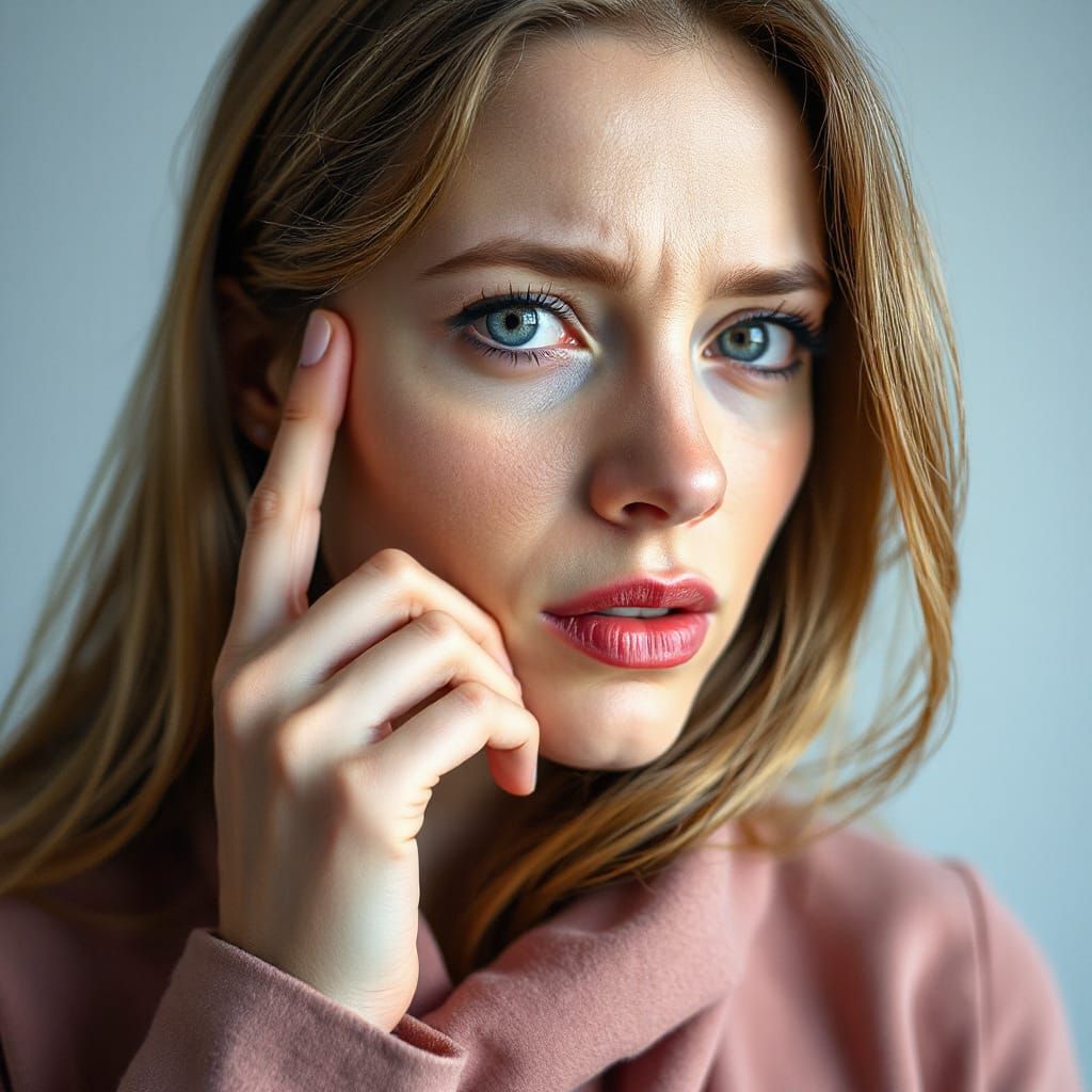 Woman with Flu Symptoms in Realistic Portrait Style