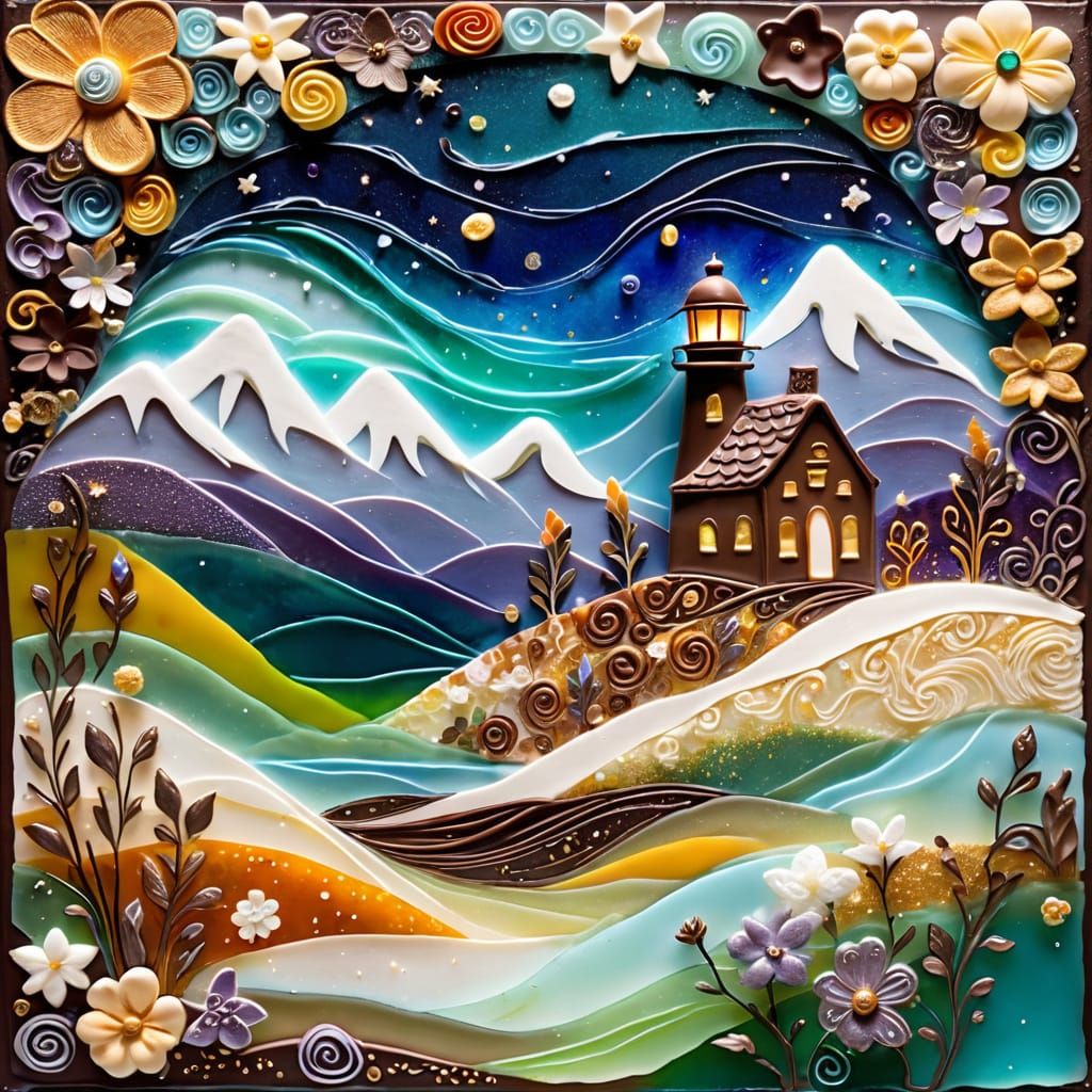 Chocolate Rabbit Sea Glass Sculpture in Impasto Style